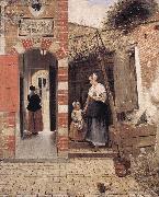HOOCH, Pieter de The Courtyard of a House in Delft dg oil on canvas